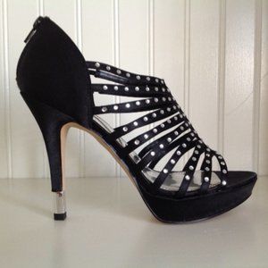 BLACK SEXY 4 1/2" HEEL WITH RHINESTONES